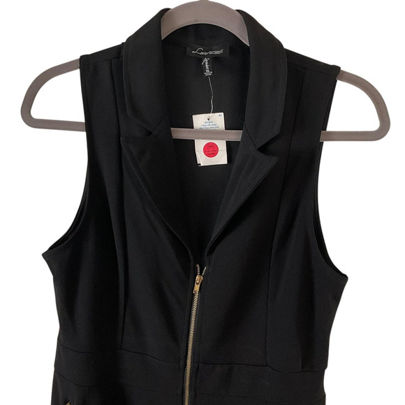 Love University Womens XL Jumpsuit Zip Up Sleeveless Tuxedo Pantsuit Pockets New - Picture 12 of 14